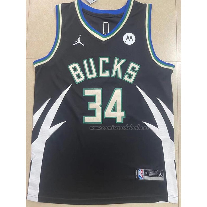 Camiseta Milwaukee Bucks Giannis Antetokounmpo NO 34 Statement 2022-23 Negro